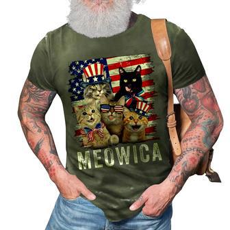 Cats 4Th Of July Meowica Merica Cat Usa American Flag 3D Print Casual Tshirt - Seseable