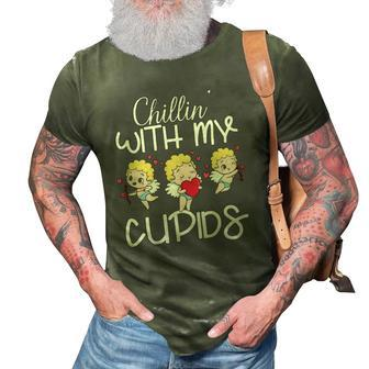Chillin With My Cupids Valentines Day Matching Couple Gift 3D Print Casual Tshirt | Mazezy