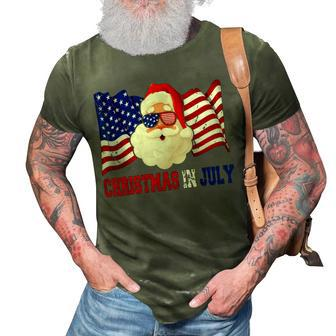 Christmas In July Hawaiian Santa American Pride 4Th July 3D Print Casual Tshirt - Seseable