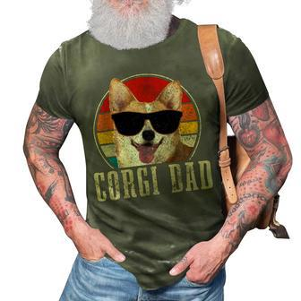 Corgi Dad Vintage Sunglasses Funny Corgi Dog Owner 3D Print Casual Tshirt - Seseable