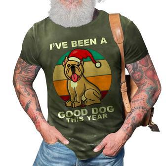 Cute Dog Christmas Pit Bull Terrier Santa Hat Retro Vintage T-Shirt 3D Print Casual Tshirt - Seseable