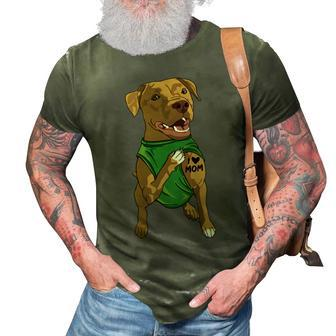 Cute Pit Bull Dog Tattoo I Love Mom Pitbull Dog Lover Gift T-Shirt 3D Print Casual Tshirt - Seseable