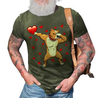 Dabbing Pit Bull Heart Love Valentines Day Dog Lovers Gift T-Shirt 3D Print Casual Tshirt - Seseable