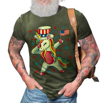 Dabbing Unicorn 4Th Of July Uncle Sam Girls American Flag 3D Print Casual Tshirt - Seseable