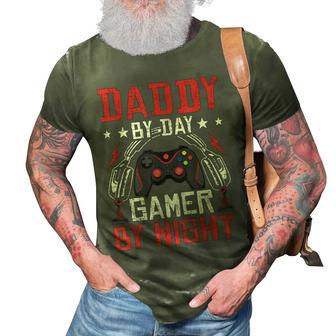 Daddy By Day Gamer By Night Video Gamer Gaming 3D Print Casual Tshirt - Seseable