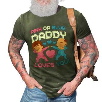 Daddy Loves You Pink Blue Gender Reveal Newborn Announcement 3D Print Casual Tshirt | Mazezy