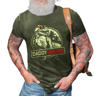 Daddy Saurus Fathers Dayrex Dad Papa Dinosaur Men Vintage 3D Print Casual Tshirt | Mazezy