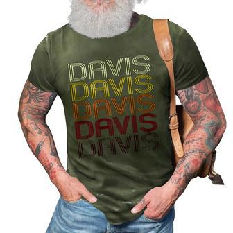 Davis Retro Wordmark Pattern Vintage Style 3D Print Casual Tshirt | Mazezy