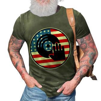 Dj Player Dad Disc Jockey Us Flag 4Th Of July Mens Gift 3D Print Casual Tshirt - Seseable