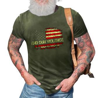 End Gun Violence Vintage American Flag 3D Print Casual Tshirt | Mazezy