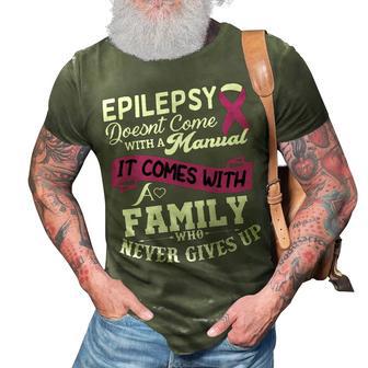 Epilepsy Doesnt Come With A Manual It Comes With A Family Who Never Gives Up Purple Ribbon Epilepsy Epilepsy Awareness 3D Print Casual Tshirt - Monsterry DE