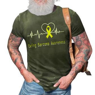 Ewings Sarcoma Awareness Heartbeat Yellow Ribbon Ewings Sarcoma Ewings Sarcoma Awareness 3D Print Casual Tshirt - Monsterry UK