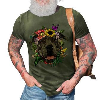 Floral Pit Bull Dog Spring Nature Dog Lovers T-Shirt 3D Print Casual Tshirt - Seseable