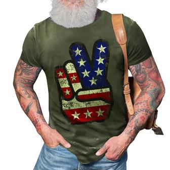 Fourth 4Th Of July Shirt American Flag Peace Sign Hand Tee 3D Print Casual Tshirt - Seseable
