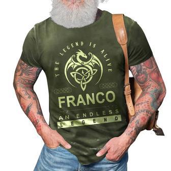 Franco Name Gift Franco An Enless Legend 3D Print Casual Tshirt - Seseable
