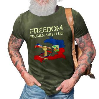Freedom Began With Us Haitian Flag Happy Independence Day 3D Print Casual Tshirt | Mazezy