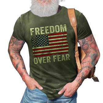 Freedom Over Fear - Patriotic Usa Flag Open America Back 3D Print Casual Tshirt | Mazezy