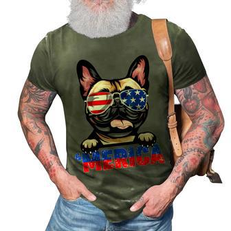 French Bulldog Frenchie Merica Wear Sunglasses 4Th Of July 3D Print Casual Tshirt - Seseable
