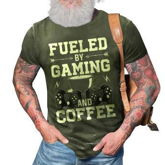 Fueled By Gaming And Coffee Video Gamer Gaming 3D Print Casual Tshirt - Seseable