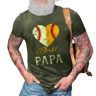 Funny Baseball Papa Ball Papa Softball Gifts Men 3D Print Casual Tshirt | Mazezy