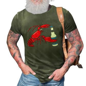 Funny Cajun Crawfish Boil Lobster Drinking Beer 3D Print Casual Tshirt | Mazezy