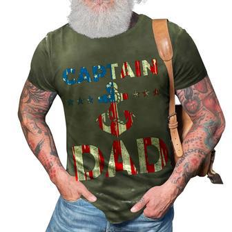 Funny Captain Dad Boat Owner American Flag 4Th Of July 3D Print Casual Tshirt - Seseable