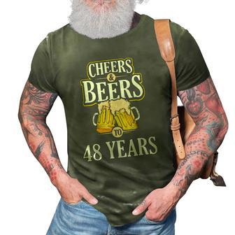 Funny Cheers And Beers To 48 Years Birthday Party Gift 3D Print Casual Tshirt | Mazezy