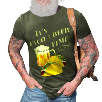 Funny Drinking Its Taco & Beer Time Cinco De Mayo 3D Print Casual Tshirt | Mazezy