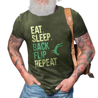 Funny Gymnastics Acrobat Parkour Eat Sleep Back Flip Repeat 3D Print Casual Tshirt | Mazezy