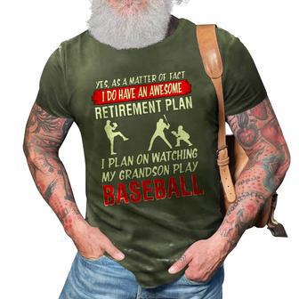 Funny I Plan On Watching My Grandson Play Baseball 3D Print Casual Tshirt | Mazezy