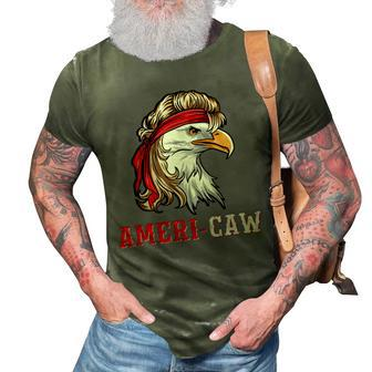 Funny July 4Th American Flag Usa Patriotic Eagle Ameri-Caw 3D Print Casual Tshirt - Seseable