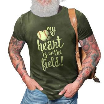 Funny My Heart Is On The Field Baseball Tee Ball Mom 3D Print Casual Tshirt | Mazezy