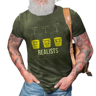 Funny Text Realist Pessimist Optimist Glass Half Full 3D Print Casual Tshirt | Mazezy