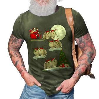 Funny Xmas Lighting Tree Santa Riding Pomeranian Christmas T-Shirt 3D Print Casual Tshirt - Seseable