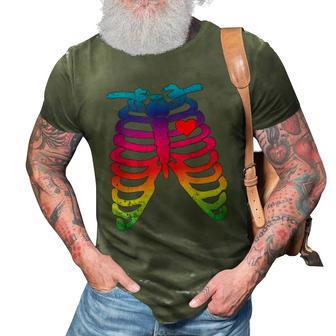 Gay Rainbow Pride Lgbt Halloween Skeleton Design 3D Print Casual Tshirt | Mazezy