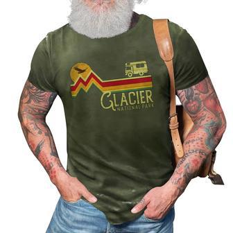 Glacier National Park Retro Style Mountain Vintage Montana 3D Print Casual Tshirt | Mazezy