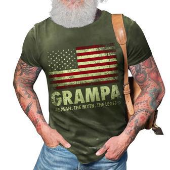 Grampa The Man Myth Legend Fathers Day 4Th Of July Grandpa 3D Print Casual Tshirt - Seseable