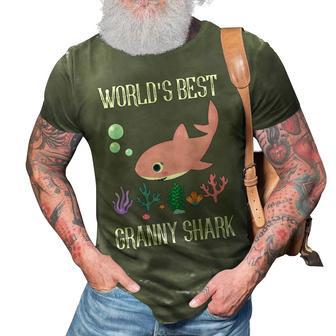 Granny Grandma Gift Worlds Best Granny Shark 3D Print Casual Tshirt - Seseable