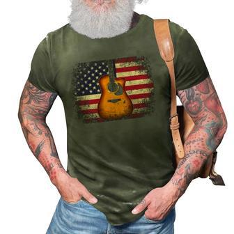Guitar 4Th Of July Gift American Flag Usa Country Music 3D Print Casual Tshirt | Mazezy