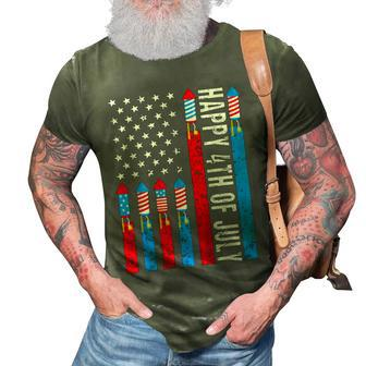 Happy 4Th Of July American Flag Fireworks Patriotic Outfits 3D Print Casual Tshirt | Mazezy
