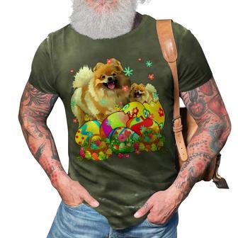 Happy Easter Day Pomeranian With Easter Eggs Dog Lover T-Shirt 3D Print Casual Tshirt - Seseable