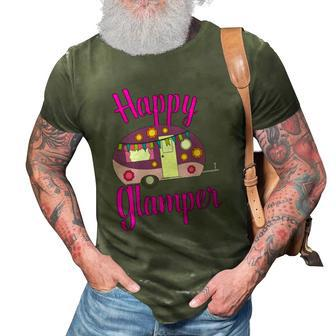Happy Glamper Vintage Glamping Squad Rose Caravan Camping 3D Print Casual Tshirt | Mazezy