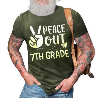 Happy Last Day Of School Retro Peace Out 7Th Grade 3D Print Casual Tshirt | Mazezy