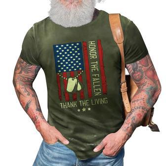 Honor The Fallen Thank The Living American Flag Memorial Day 3D Print Casual Tshirt | Mazezy