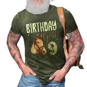 Horse Animal Lovers 9Th Birthday Girl B-Day 9 Years Old 3D Print Casual Tshirt | Mazezy