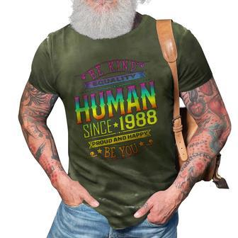 Human Pride Birthday Retro 1988 Be Lgbtq Kind Rainbow Happy 3D Print Casual Tshirt | Mazezy