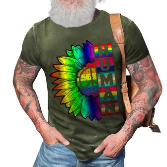 Human Sunflower Lgbt Flag Gay Pride Month Proud Lgbtq V3 3D Print Casual Tshirt - Seseable