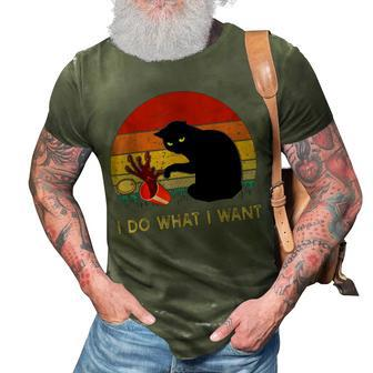 I Do What I Want Funny Black Cat Gifts For Women Men Vintage  3D Print Casual Tshirt