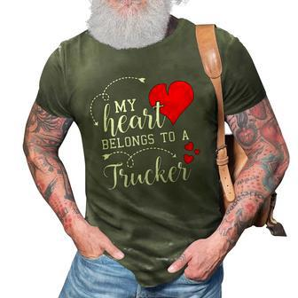 I Love My Trucker Husband Wife Gifts Valentines Day 3D Print Casual Tshirt | Mazezy