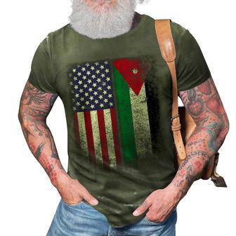Jordanian American Flag Jordan Usa Country Gift 3D Print Casual Tshirt - Seseable